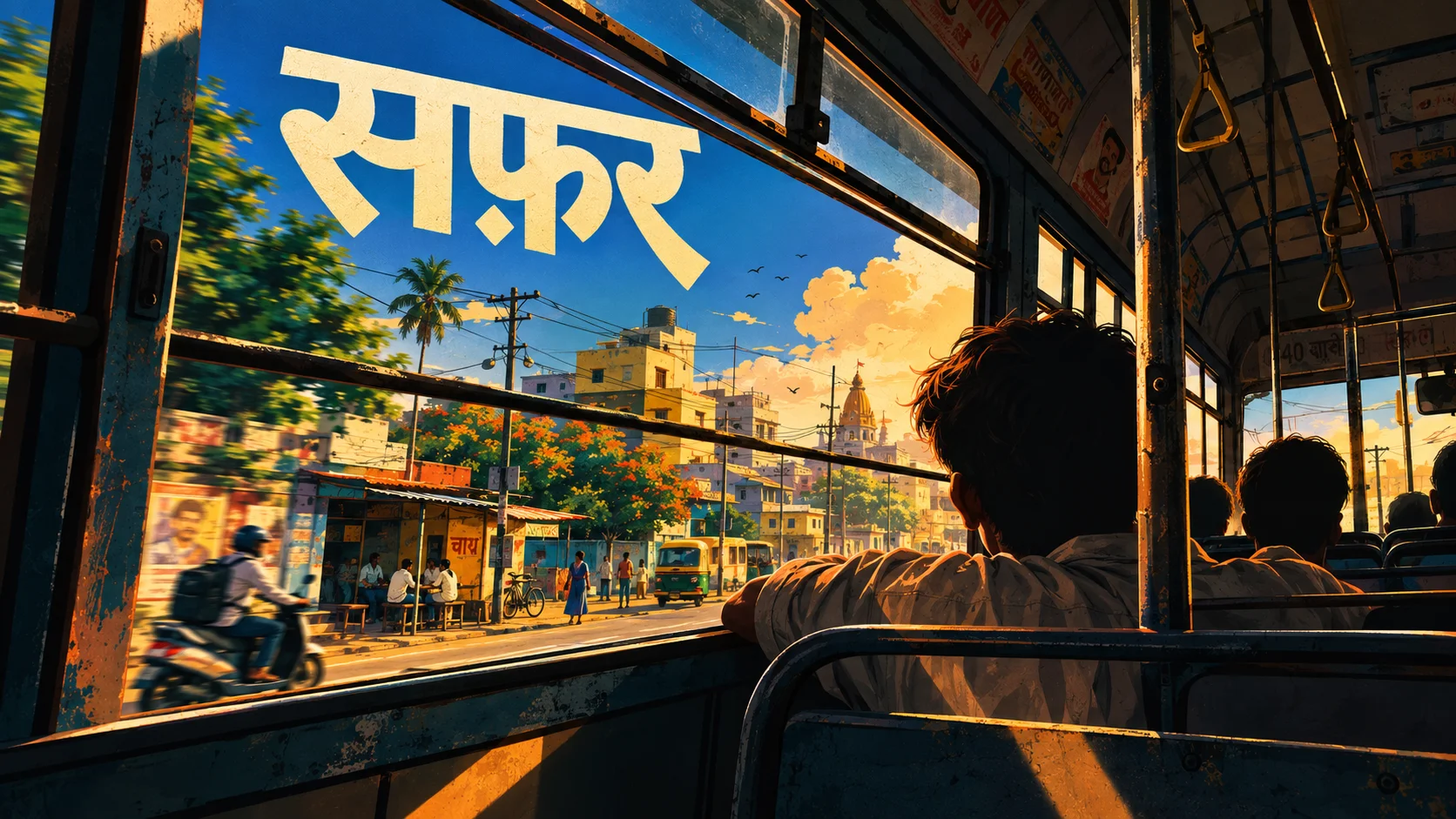 सफ़र - Editorial Illustration of an Indian bus journey