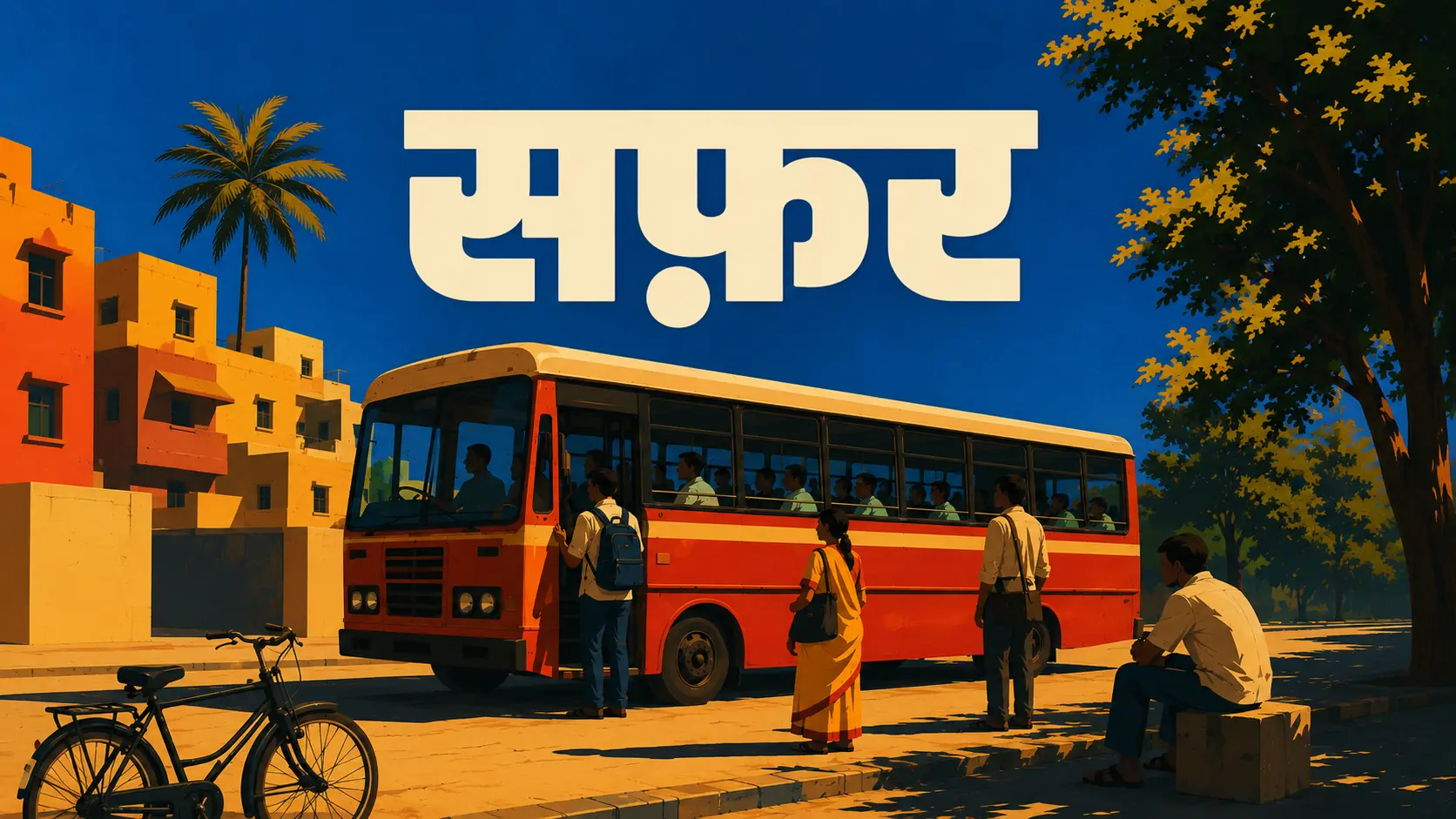 सफ़र - Editorial Illustration of an Indian bus journey